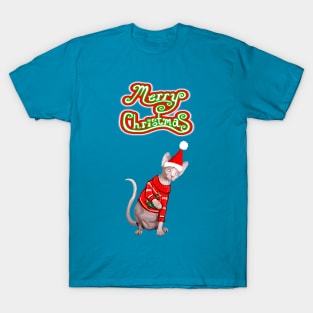 Merry Christmas Sphynx Cat T-Shirt